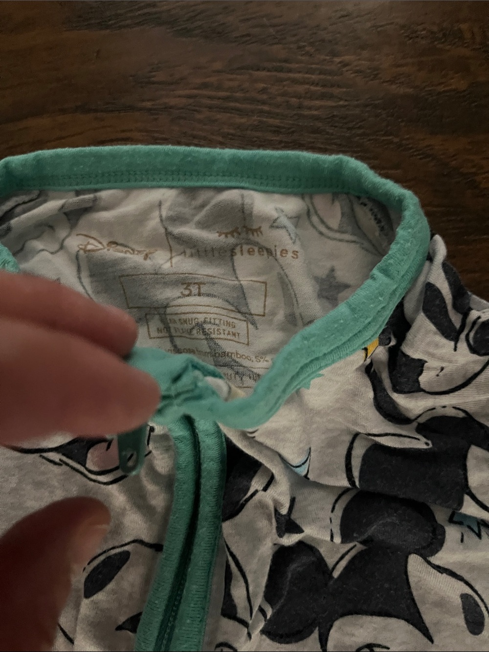 Little Sleepies Mickey Mouse Grey and Teal One-Piece Pajamas - Picture 2 of 3